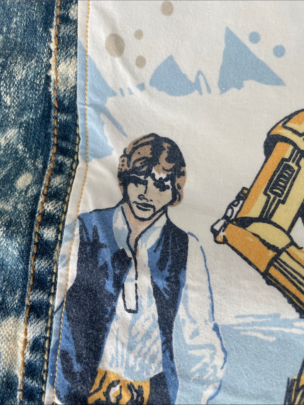 Custom Acid washed Vintage Star Wars Denim Vest with Graphic Back Panel - Picture 2 of 6